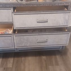 Queen Bed Frame, Mattress and DRESSER 