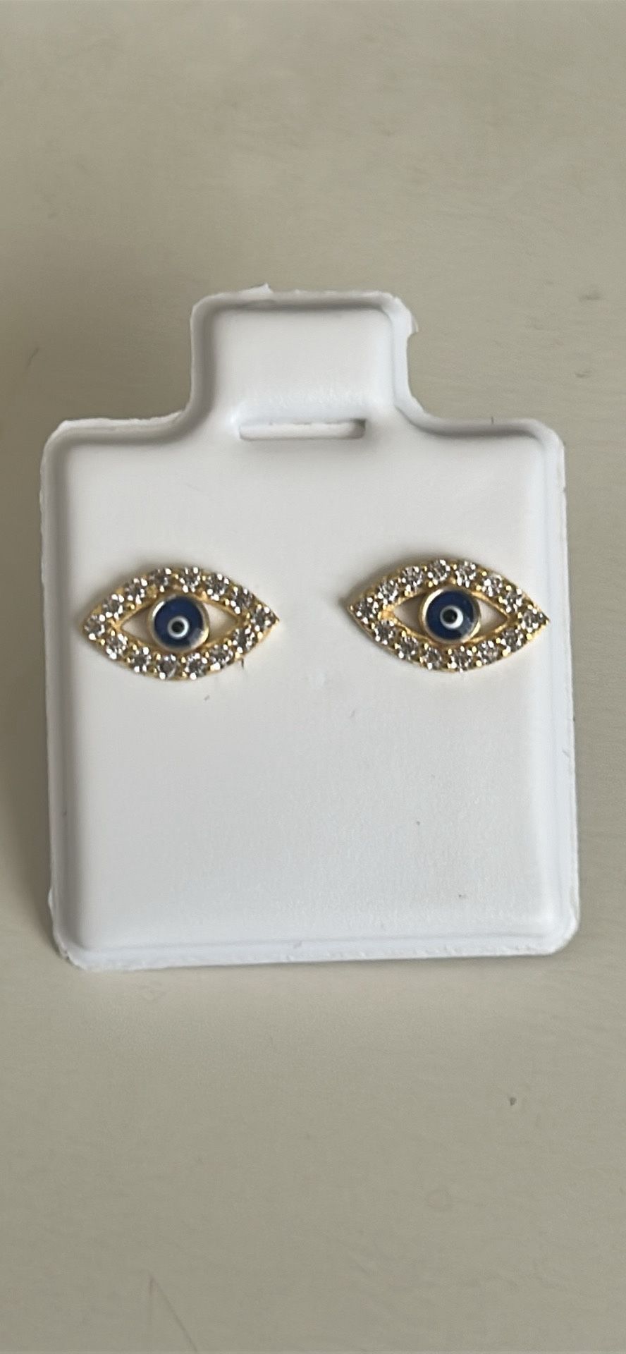 18k Gold Evil Eye Stud Earrings 9mm
