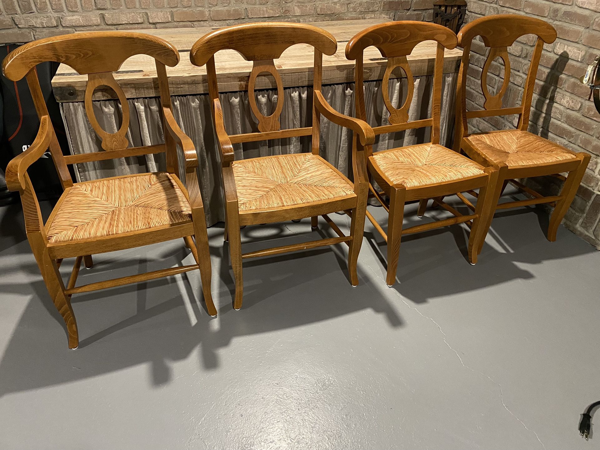 Pottery Barn Napoleon Italian Rush Seat Dining Room Chairs - Set of Four
