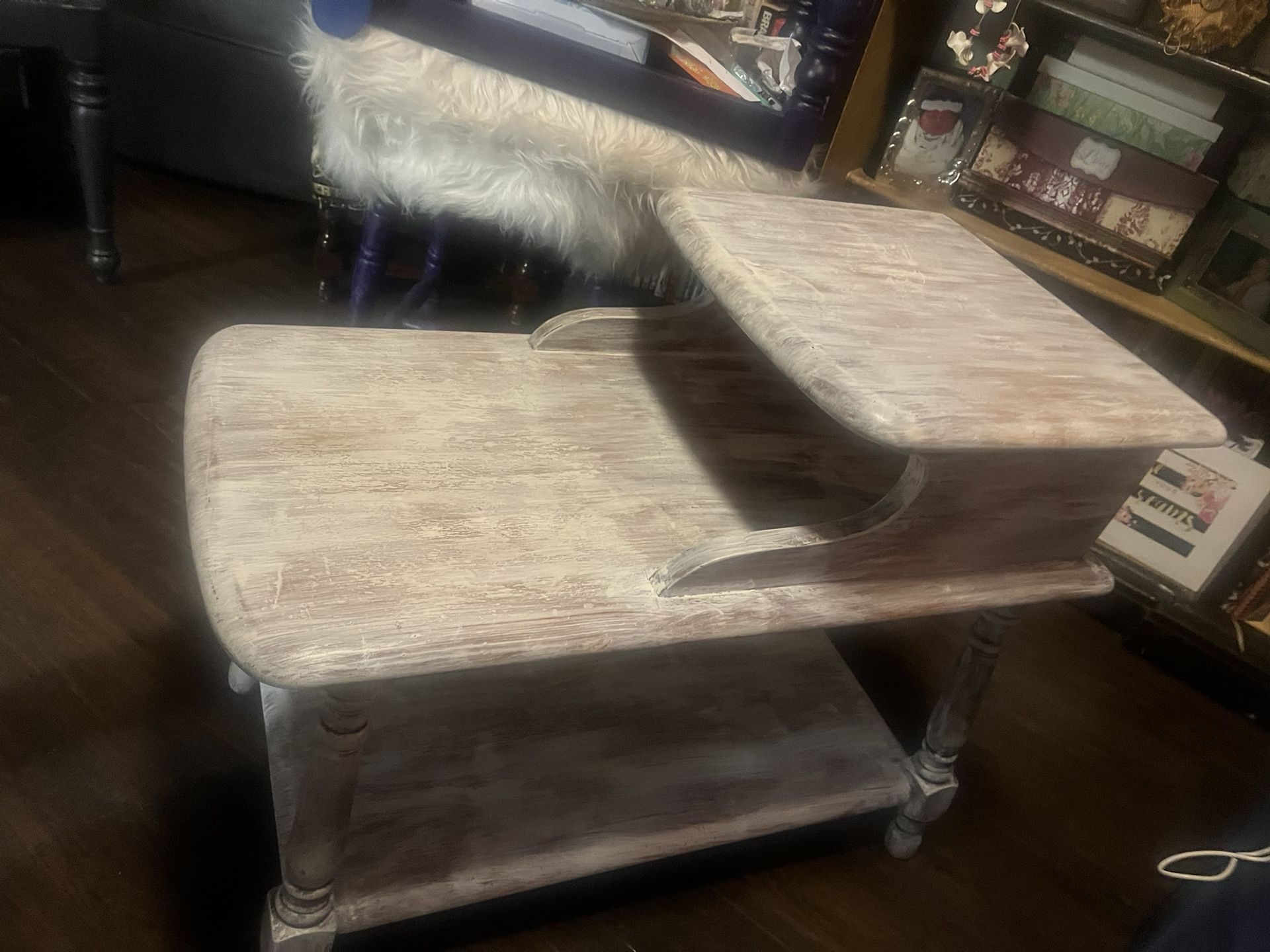 Refurbished solid wooden vintage table 23 inches high just over 26 1/4 long 14"W From Bottom 15" top