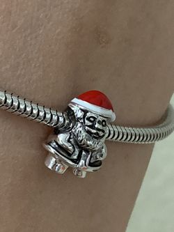 Solid Sterling silver Santa Claus Charm , fits Pandora bracelet