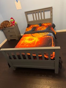 Gray Wood Twin Bed Frame