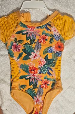 Size 6  orange flower swimsuit