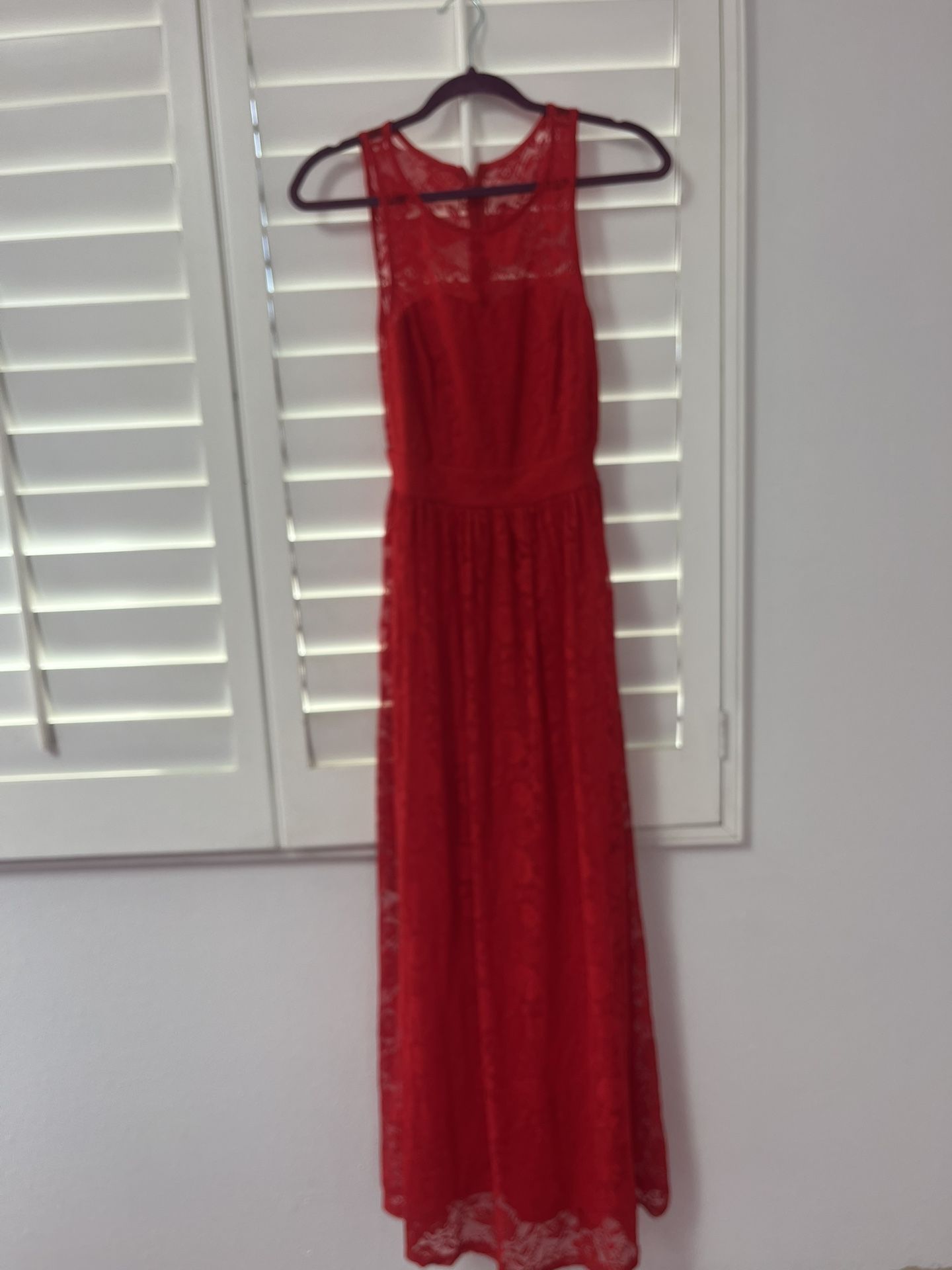Lacy Red Sleeveless Evening Dress--size S
