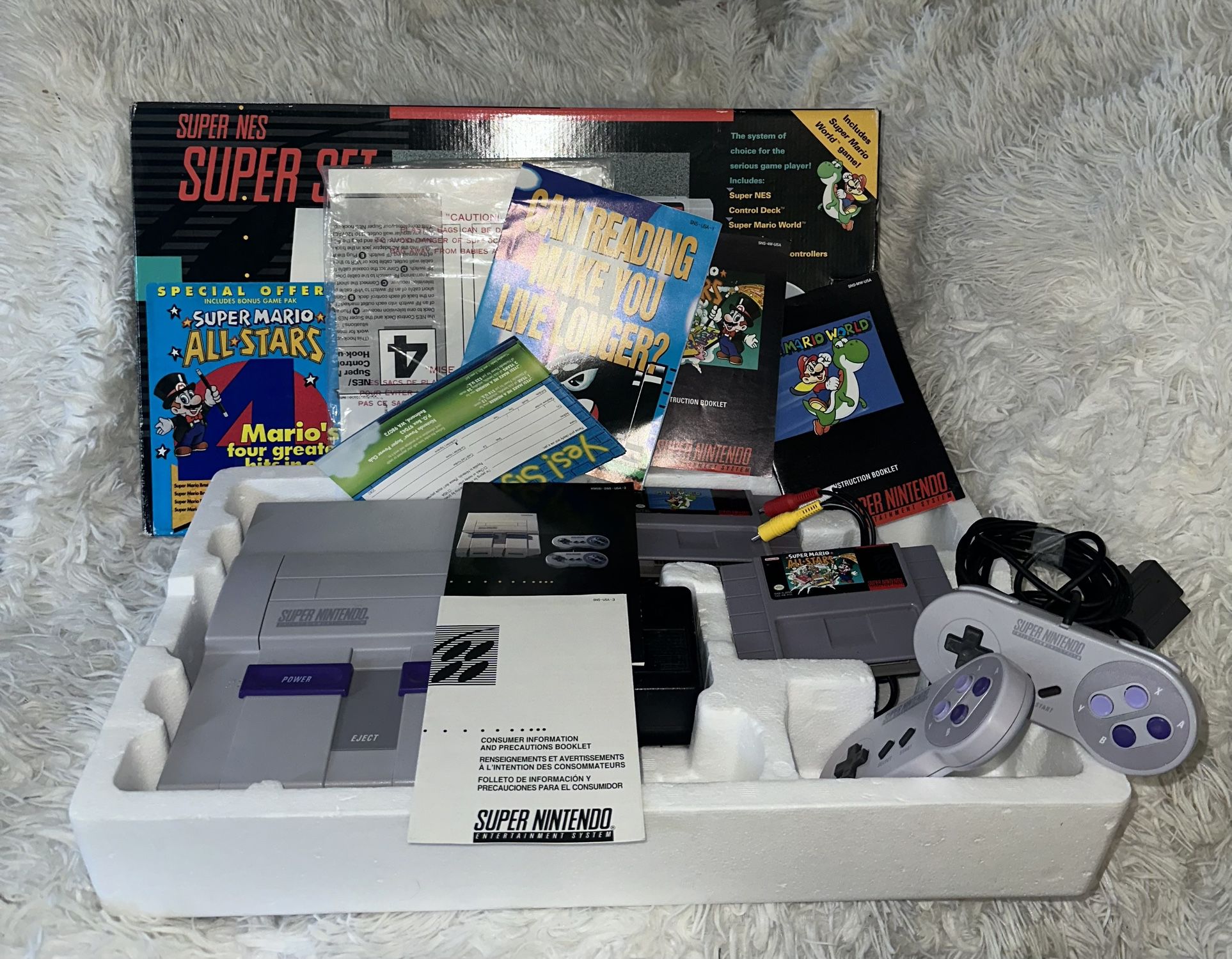 Super Nintendo SNES Console Super Mario All Stars Box Bundle CIB