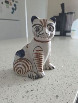 Mexican hand painted ceramic cat