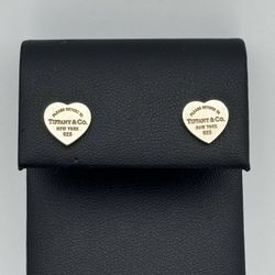 Tiffany & Co. 925 Sterling Silver Return to Tiffany Heart Tag Stud Earrings Mini