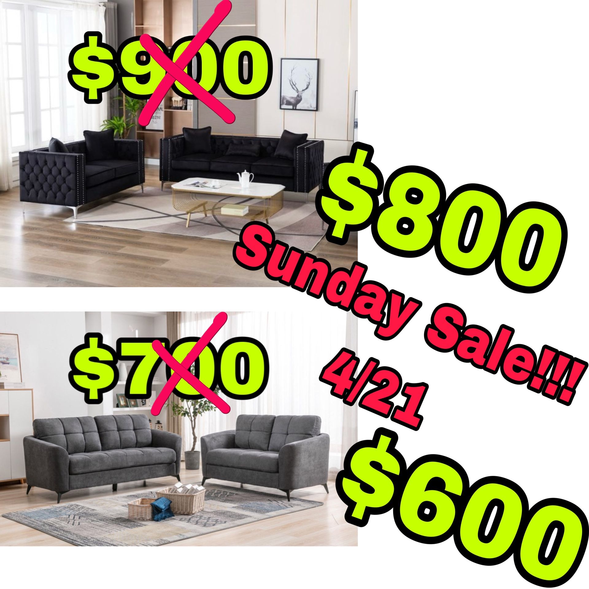 Beautiful New 2PC Sofa Sets!!! Sunday 4/21 Sale!!!