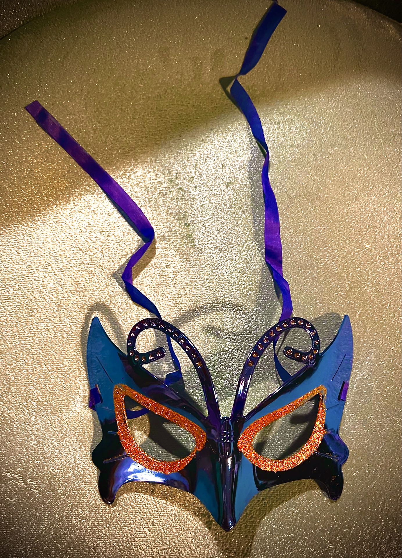 Beautiful blue metallic plastic masquerade mask brand new item