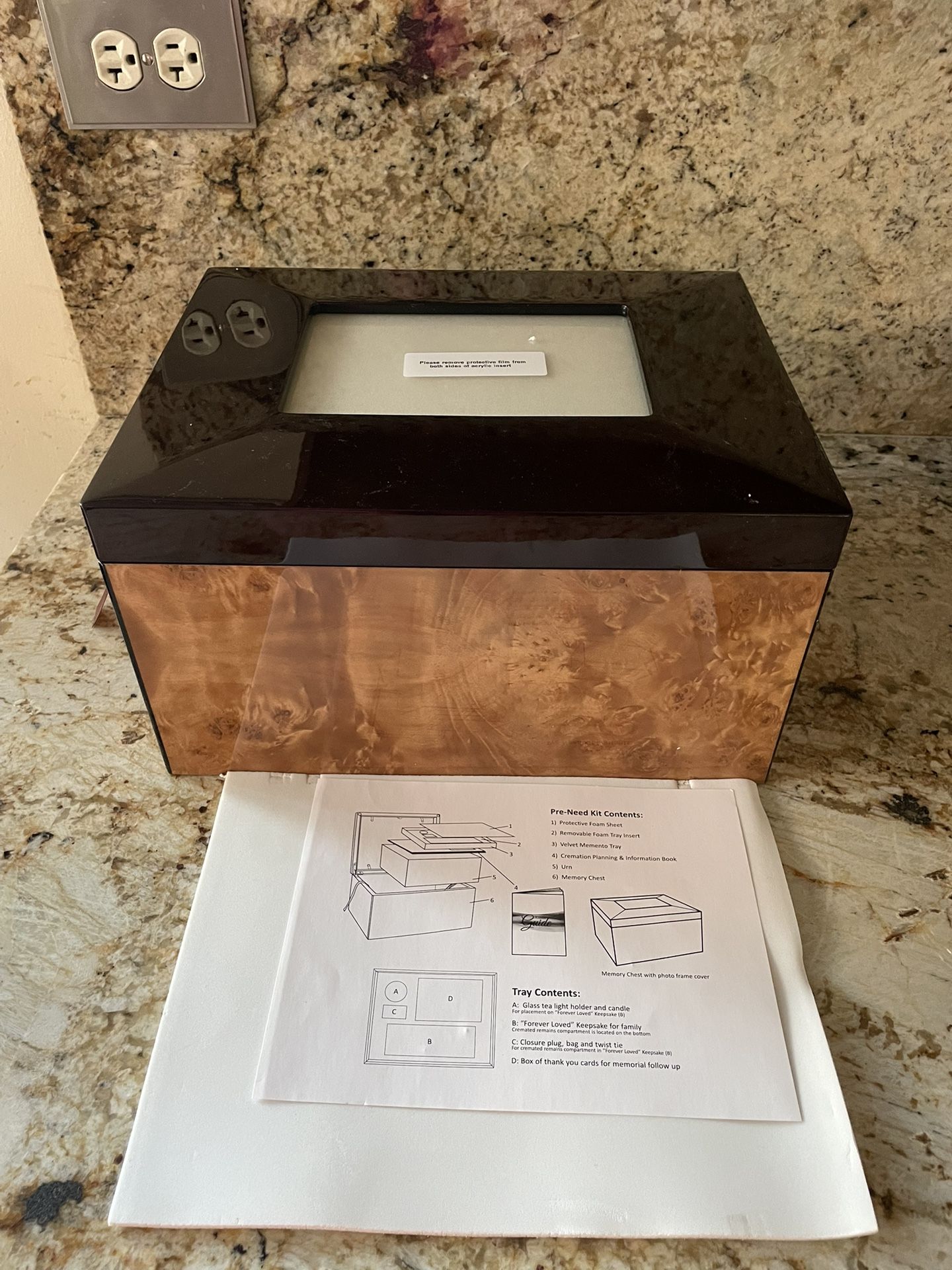 New Cremation Burlwood Keepsake Urn Kit -Matthews International