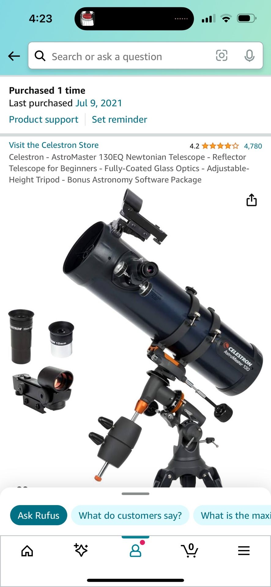 Telescope-  NEW- Celestron-AstroMaster 130EQ  Newtonian telescope