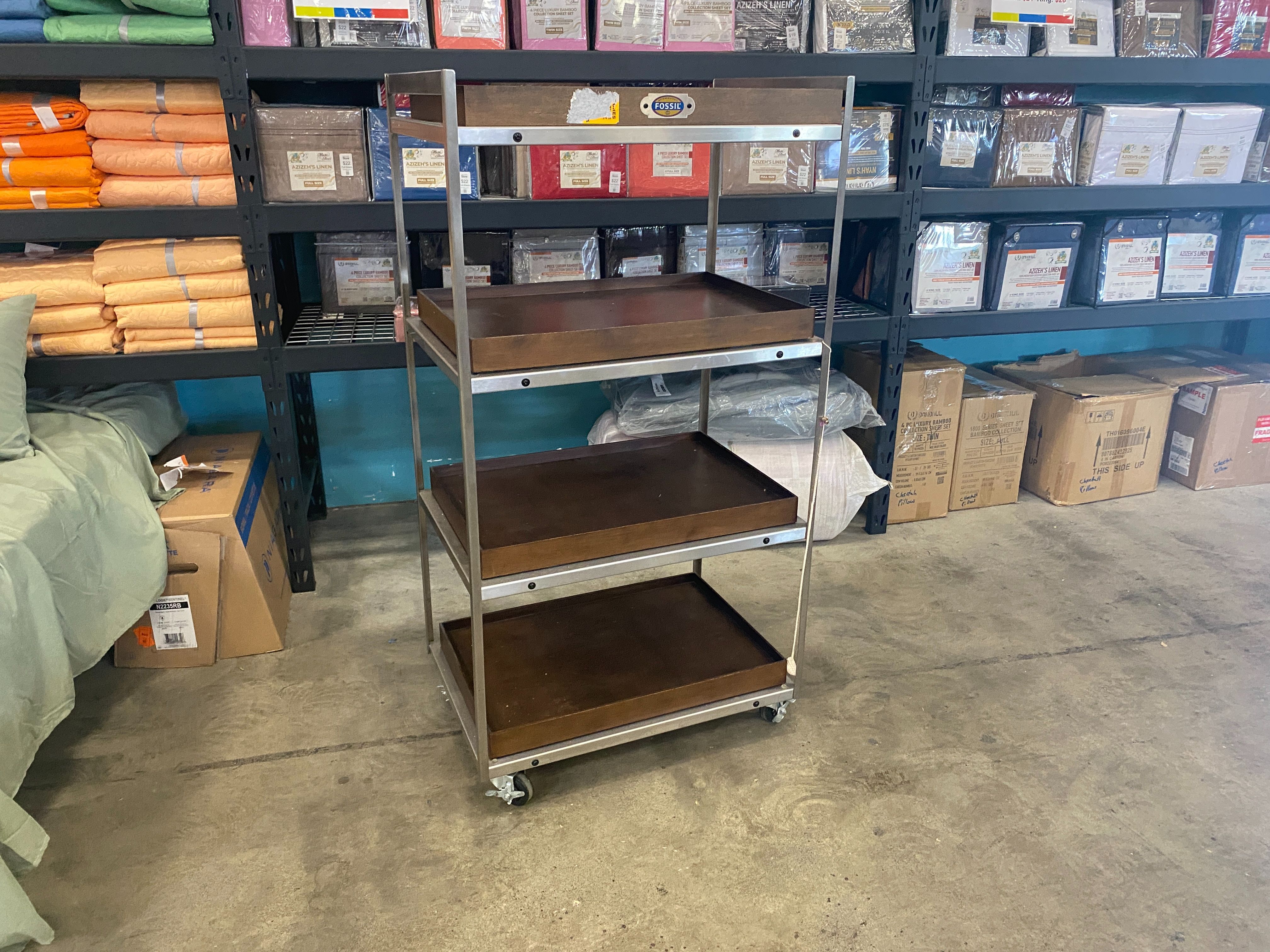 Fossil Rolling Metal Cart with Roll out Shelves