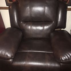 Brown Blended Leather Recliner Brown 