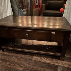 Wooden Espresso Coffee Table W Drawer and Shelf (Free)