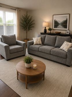 Gray Sofa + Oversized Chair Set – Delivery Available