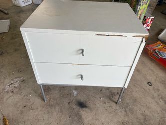 White 2-Drawer Dresser with Metal Legs - real wood solid - end table nightstand