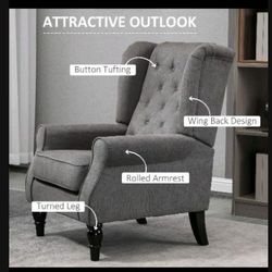 Dark Gray Armchair Button Chair Chesterfield Tufted Chair Chesterfield Wingback Chair Accent Chair Wing back Chair New 