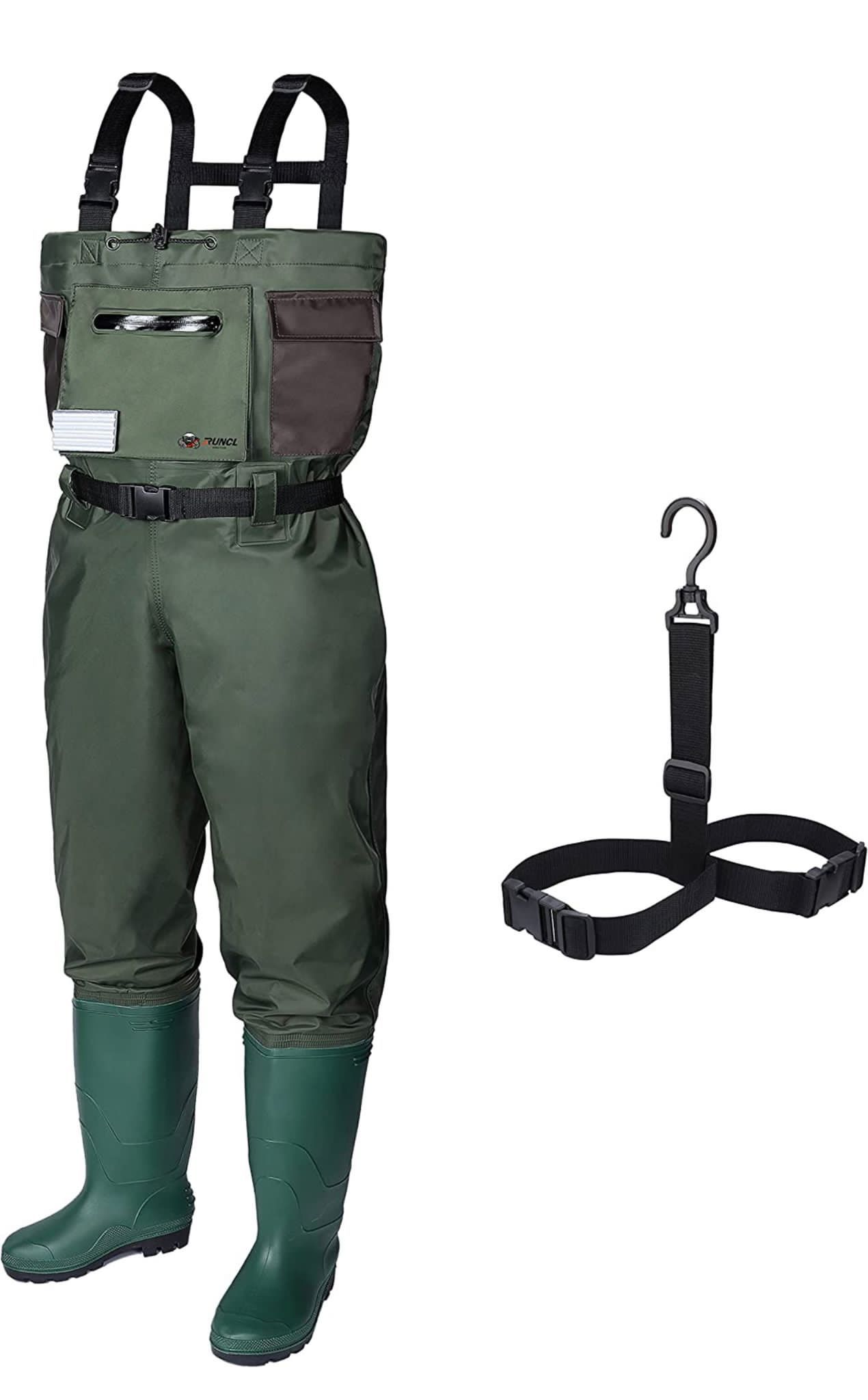 RUNCL Chest Waders with Boots Fishing Waders Waist-High Waders - Updated 400D Nylon Outer Seamless Breathable Tech Ergonomic Design Fly Patch - Wader 