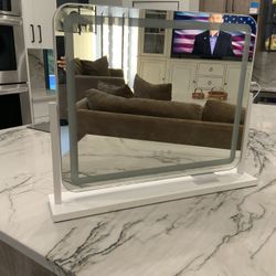 Large LED Vanity/Make-up Mirror W 10X Magnification, USB Charging Port, Phone Holder - Weston - $10