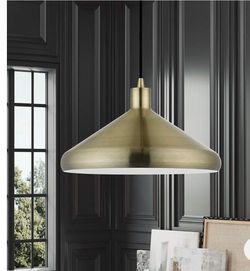 Livex Geneva 1 Light Pendant, Brass/Brass Metal/White Inside - 40953-01