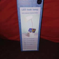 NEW WHITE  LED Task Lamp W/ Phone Holder $15