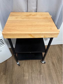 Butcher block kitchen cart