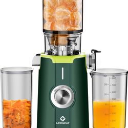 New-Rush Clear Cold Press Juicer, Slow Juicer Machines with No-Prep 4.35"Feed Chute Fit Whole Fruits & Vegetables, LINKChef Juicer Machines Easy to Cl