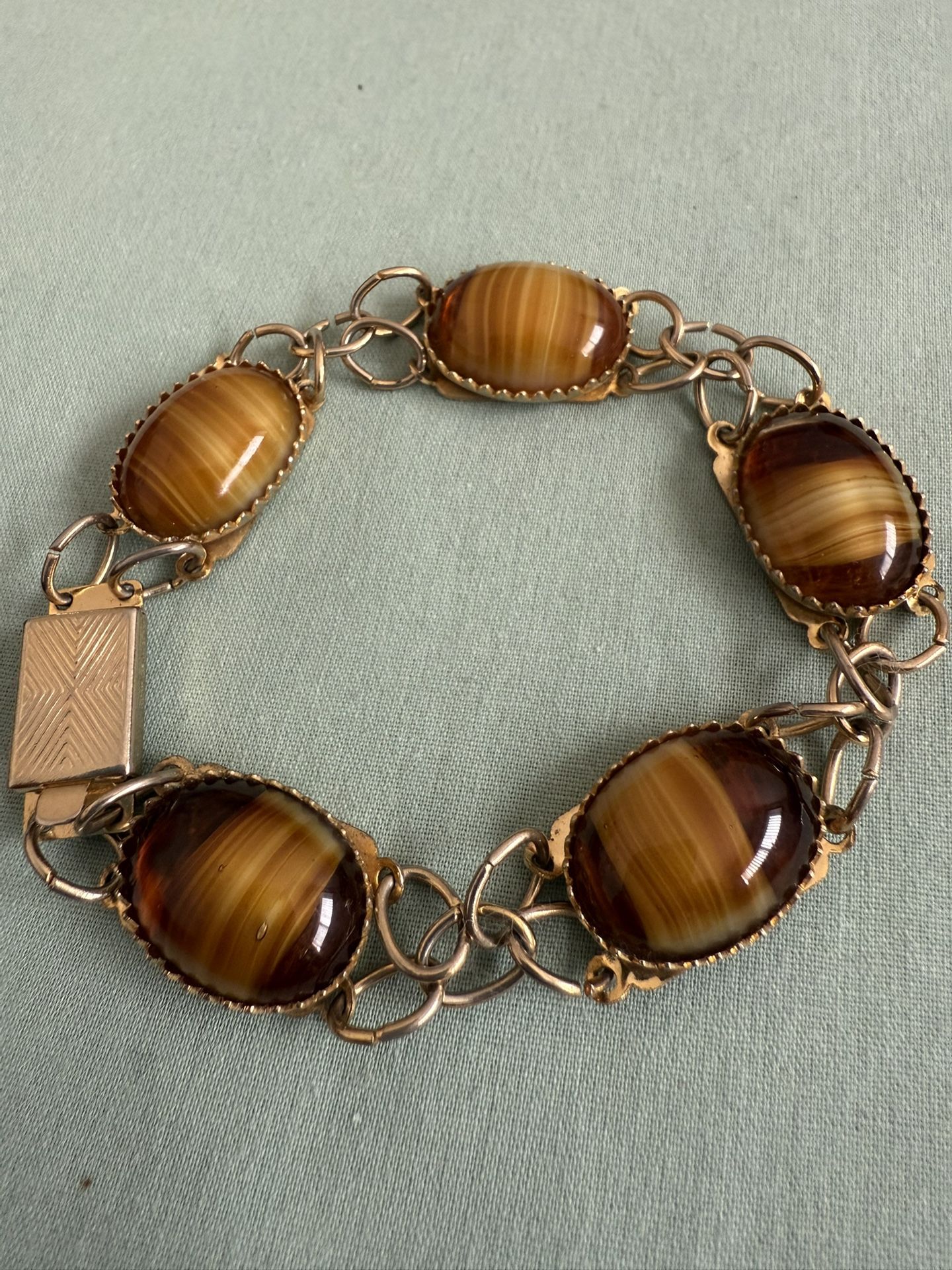 Large Vintage/antique glass tiger eye bracelet