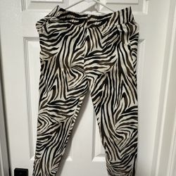 Zebra Print Elastic Waist Jogger - Black and Cream