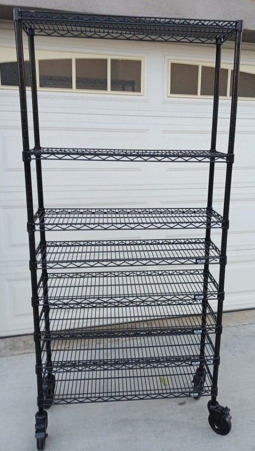 Uline 9 Shelves Rolling Warehouse Ultility Rack With 4 Wheel Locks 