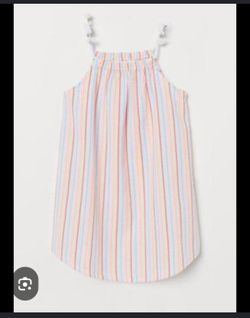 H&M pastel striped children's summer dress features a halter neckline sz 7/8