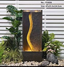 4006 Modern Zen Outdoor Water Fountain LED Cascading Waterfall
