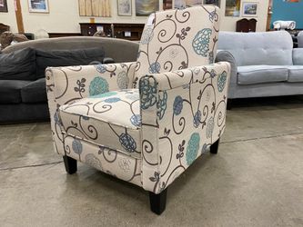 NOBLE HOUSE Darvis Blue and Cream Reclining Accent Chair