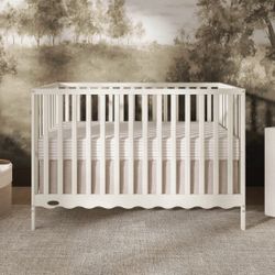 5-in-1 Convertible Crib – Dream On Me Synergy Wave in Cannoli Cream | Greenguard Gold Certified Baby Crib
