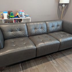 Moving Must Go- Grey Leather Couch 