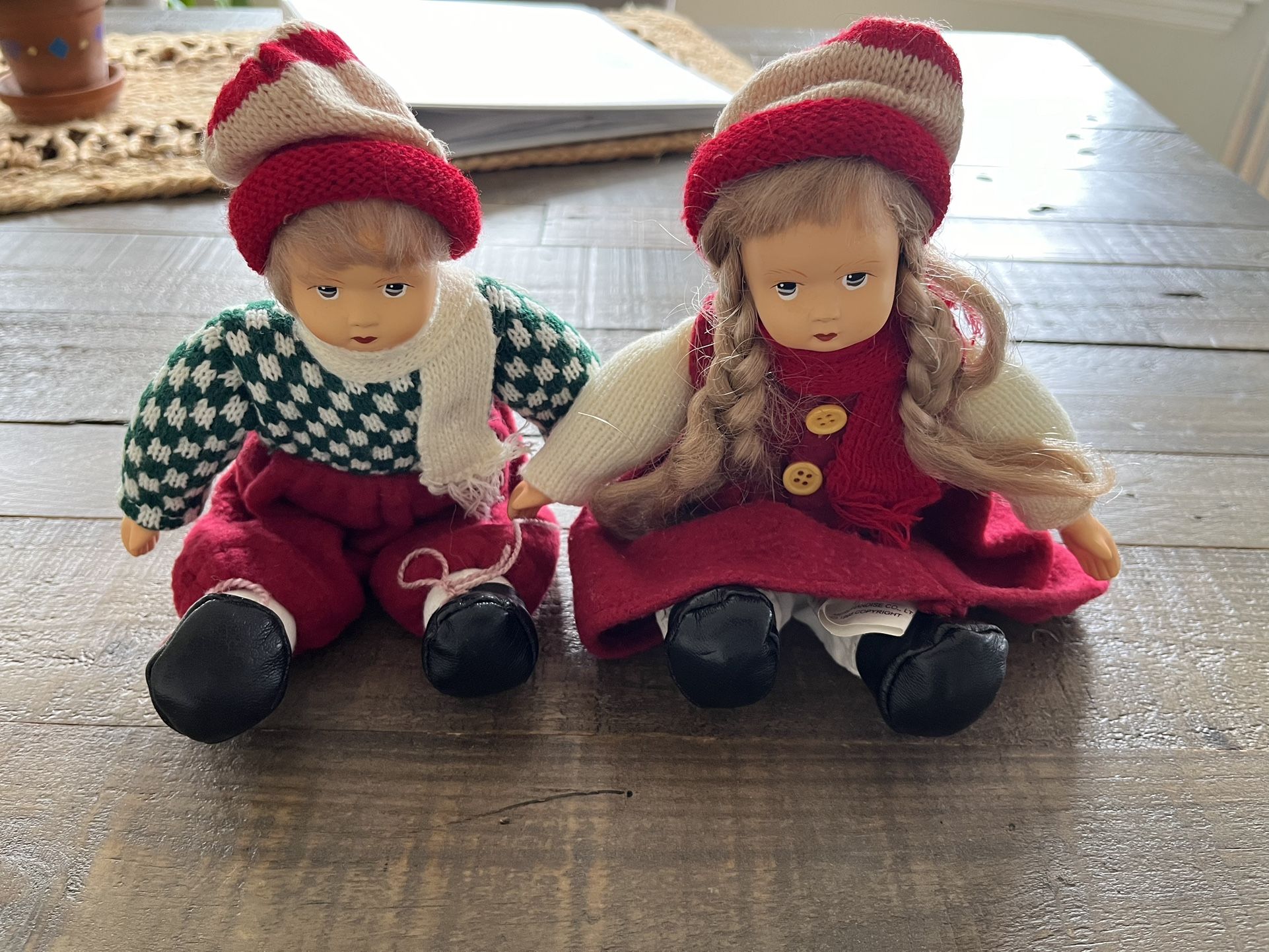 Vintage Anco Porcelain Dolls—9” Girl & Boy in