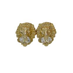 Gucci Gold Lion Tiger Head Crystal Earrings