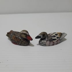 Texas Hand Made & Painted Miniature Wooden Duck Decoy Figure 2.5" Long Set of 2