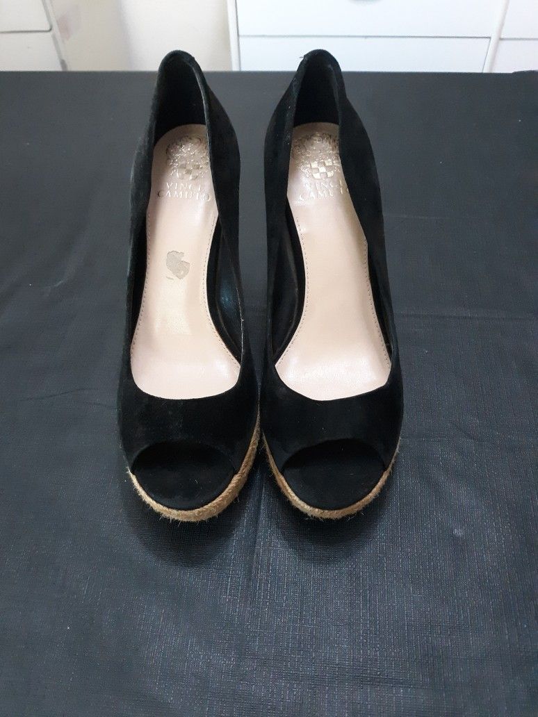 Womens Vince Camuto Black Suede Wedges