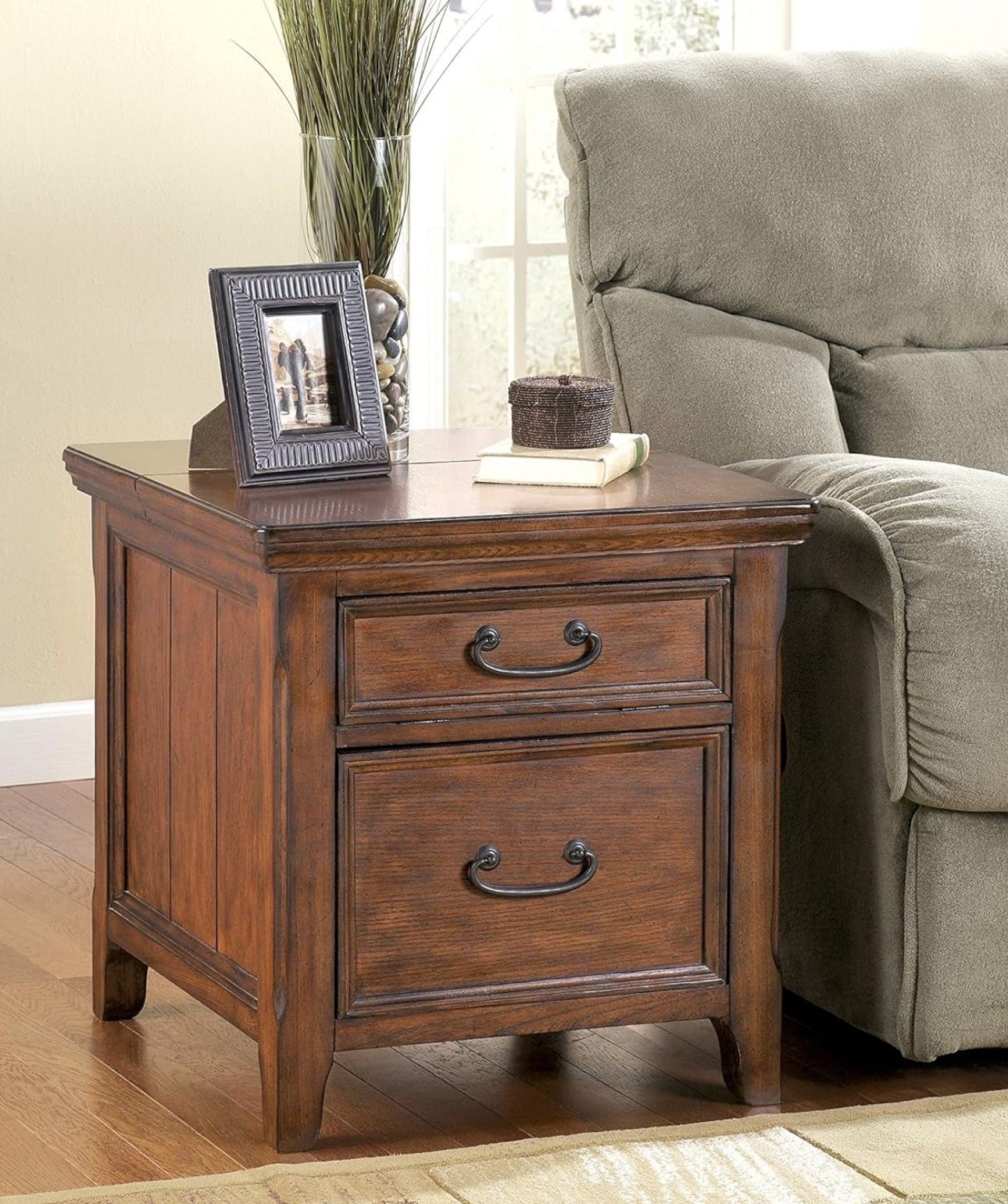 Signature Design by Ashley Woodboro Media End Table Dark Brown Finish