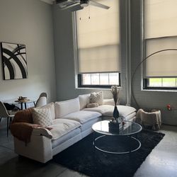 White Nude   Couch With Ottoman 