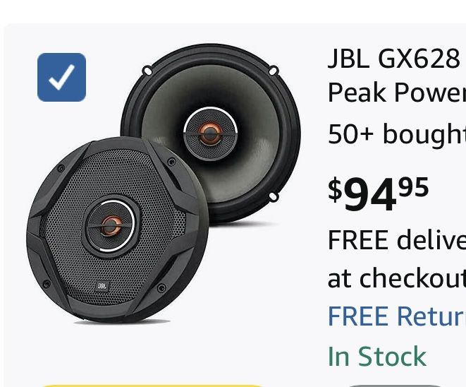 JBL GX628 6.8 inch 2 Way Coaxial Car Loudspeakers - Black ( Pair )
