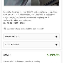 New 2025 Mazda CX 70  Roof Racks 