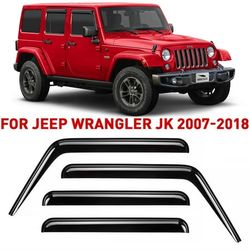 Voron Glass Tape-on Extra Durable Rain Guards for Jeep Wrangler 2007-2018 Window Deflectors Vent Window Visors 4 Pieces - 120040
