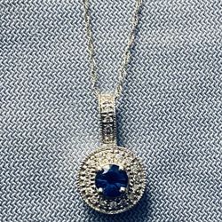 14K Solitaire & Diamond Necklace & Earrings