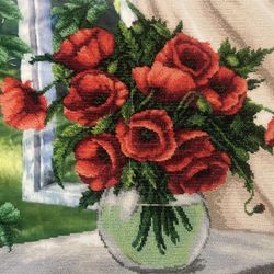 Embroidery with beads,Handmade