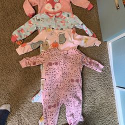 Fleece Baby Girl Footie Pajamas 