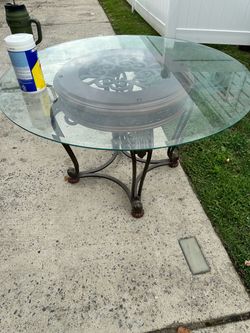 Round Glass Top Wrought Iron Dining Table