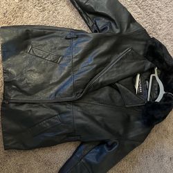 Wilson’s Black Leather Coat. Size M
