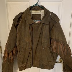 Men’s Leather Fringe Jacket (Large)